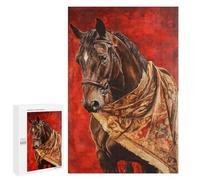 1000 PCS Jigsaws for Teenagers Painted Horse with Red Background Puzzle For Teenagers Analysis And Logic Difficult And Challenge for Is Ideal As A Gift 1000 PCS
