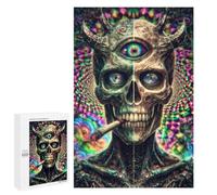 1000 PCS Jigsaws for Teenagers Psychedelic Devil Art Print Adult Jigsaw Puzzles Staycation Kill Time Train Your Brain And Hands Birthday Present,Travel Gifts, 1000 PCS