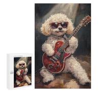 1000 PCS Jigsaws for Teenagers Puzzle Poodle Playing Guitar Art Print Puzzles for Teenagers Difficult Challenge Every Piece Is Unique - Learning Educational Toys 1000 PCS