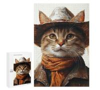 1000 PCS Jigsaws for Teenagers Puzzle Western Cat Cowboy Costume-1 Puzzles for Teenagers Difficult Challenge Every Piece Is Unique - Learning Educational Toys 1000 PCS
