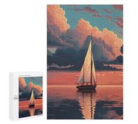 1000 PCS Jigsaws for Teenagers Sailboat Sunset Reflection Jigsaw for Teenagers Enhance Memory Challenging To Complete Learning Educational Toys 1000 PCS