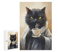 1000 PCS Jigsaws for Teenagers Steaming Hot Coffee Cat Puzzle For Teenagers Analysis And Logic Difficult And Challenge for Is Ideal As A Gift 1000 PCS