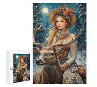 1000 PCS Jigsaws for Teenagers Winter Moonlit Deer Encounter Adult Jigsaw Puzzles Staycation Kill Time Train Your Brain And Hands Birthday Present,Travel Gifts, 1000 PCS
