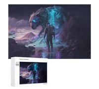 1000 PCS Jigsaws for Teenagerss Alien Explorer Encounters Glowing Beast Jigsaw Puzzle Relaxing Games Difficult Challenge Challenging To Complete 1000 PCS