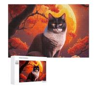 1000 PCS Jigsaws for Teenagerss Autumn Moonlit Cat Scene Puzzle for Adults Relaxing Games Enhance Memory Gifts for Friends And Family 1000 PCS