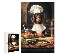 1000 PCS Jigsaws for Teenagerss Chef Dachshund Jigsaw for Teenagerss Stress Reliever Every Piece Is Unique - Deal As Gifts for The Whole Family 1000 PCS