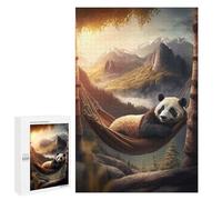 1000 PCS Jigsaws for Teenagerss Chilling Hammock Panda Puzzle for Adults Toy Wall Decor A Work of Art Birthday Present, Gifts, 1000 PCS