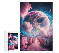 1000 PCS Jigsaws for Teenagerss City Under A Cosmic Moon Puzzle for Adults Anti-Stress Toys Difficult Hard Birthday Present, Gifts, 1000 PCS