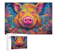 1000 PCS Jigsaws for Teenagerss Colorful Abstract Pig Artwork Puzzle for Adults Relaxing Games Enhance Memory Gifts for Friends And Family 1000 PCS