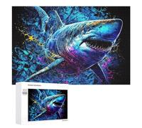 1000 PCS Jigsaws for Teenagerss Colorful Shark Splash Artwork -5 Adult Jigsaw Puzzle Toy Wall Decor Precision Cutting Great Gift for Gaming 1000 PCS