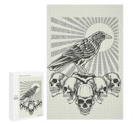 1000 PCS Jigsaws for Teenagerss Crow with Skull Head Puzzle for Adults Anti-Stress Toys Difficult Hard Birthday Present, Gifts, 1000 PCS
