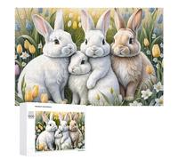1000 PCS Jigsaws for Teenagerss Easter Bunny Family Adult Jigsaw Puzzle Toy Wall Decor Precision Cutting Great Gift for Gaming 1000 PCS