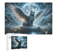 1000 PCS Jigsaws for Teenagerss Enchanted Winged Cat Night Scene Adult Jigsaw Puzzle Toy Wall Decor Precision Cutting Great Gift for Gaming 1000 PCS