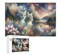 1000 PCS Jigsaws for Teenagerss Fantasy Cats in Nature Landscape Adult Jigsaw Puzzle Toy Wall Decor Precision Cutting Great Gift for Gaming 1000 PCS