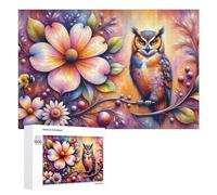 1000 PCS Jigsaws for Teenagerss Fantasy Floral Owl Artwork Jigsaw Puzzle Relaxing Games Difficult Challenge Challenging To Complete 1000 PCS