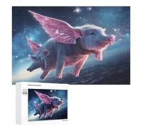 1000 PCS Jigsaws for Teenagerss Fantasy Flying Pig in Space Adult Jigsaw Puzzle Toy Wall Decor Precision Cutting Great Gift for Gaming 1000 PCS