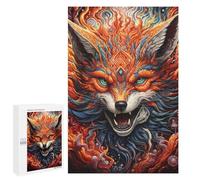 1000 PCS Jigsaws for Teenagerss Flaming Fox Artwork -2 Jigsaw Puzzle Relaxing Games Difficult Challenge Challenging To Complete 1000 PCS