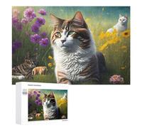 1000 PCS Jigsaws for Teenagerss Floral Cat Paradise Puzzle for Adults Relaxing Games Enhance Memory Gifts for Friends And Family 1000 PCS