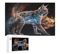 1000 PCS Jigsaws for Teenagerss Galactic Lynx Cosmic Feline Majesty Jigsaw Puzzle Relaxing Games Difficult Challenge Challenging To Complete 1000 PCS