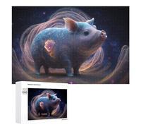 1000 PCS Jigsaws for Teenagerss Galactic Pig with Cosmic Swirls Puzzle for Adults Relaxing Games Enhance Memory Gifts for Friends And Family 1000 PCS