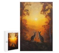 1000 PCS Jigsaws for Teenagerss Kangaroo Forest Sunset Jigsaw for Teenagerss Stress Reliever Every Piece Is Unique - Deal As Gifts for The Whole Family 1000 PCS