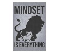 1000 PCS Jigsaws for Teenagerss Mindset Is Everything Lion Cat - Gym, Hustle, Success, Motivational Puzzle for Adults Hands-on Game Hand Speed Race Birthday Present, Gifts, 1000 PCS
