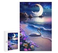 1000 PCS Jigsaws for Teenagerss Moonlit Beach with Swan Adult Jigsaw Puzzle Toy Wall Decor Precision Cutting Great Gift for Gaming 1000 PCS