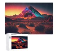 1000 PCS Jigsaws for Teenagerss Neon Desert Pyramid Jigsaw Puzzle Relaxing Games Difficult Challenge Challenging To Complete 1000 PCS