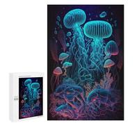 1000 PCS Jigsaws for Teenagerss Neon Jellyfish Glow Adult Jigsaw Puzzle Toy Wall Decor Precision Cutting Great Gift for Gaming 1000 PCS