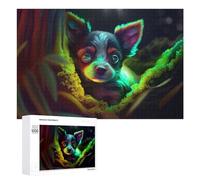 1000 PCS Jigsaws for Teenagerss Neon Pup in Fantasy Land Jigsaw Puzzle Relaxing Games Difficult Challenge Challenging To Complete 1000 PCS
