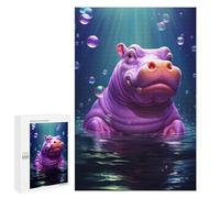 1000 PCS Jigsaws for Teenagerss Purple Hippo Underwater Jigsaw Puzzle Relaxing Games Difficult Challenge Challenging To Complete 1000 PCS