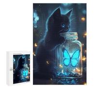 1000 PCS Jigsaws for Teenagerss Puzzle Black Cat And Butterfly Adult Puzzles Relaxing Games Enhance Memory Parent-child Interaction 1000 PCS