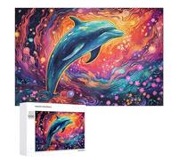 1000 PCS Jigsaws for Teenagerss Puzzle Colorful Dolphin Dance -2 Puzzle for Adults Hands-on Game Difficult Hard Parent-child Interaction 1000 PCS