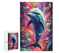 1000 PCS Jigsaws for Teenagerss Puzzle Colorful Dolphin Underwater Scene Puzzle for Adults Hands-on Game Difficult Hard Parent-child Interaction 1000 PCS