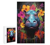 1000 PCS Jigsaws for Teenagerss Puzzle Colorful Hippo Portrait Puzzle for Adults Hands-on Game Difficult Hard Parent-child Interaction 1000 PCS