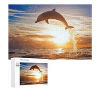 1000 PCS Jigsaws for Teenagerss Puzzle Dolphin Leaping at Sunset -4 Puzzle for Adults Hands-on Game Difficult Hard Parent-child Interaction 1000 PCS
