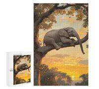 1000 PCS Jigsaws for Teenagerss Puzzle Elephant in Tree at Sunset Jigsaws for Adults Hands-on Game Pattern Assembly Unique Gifts for Birthday And Christmas 1000 PCS