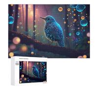 1000 PCS Jigsaws for Teenagerss Puzzle Enchanted Forest with Glowing Bird Puzzle for Adults Hands-on Game Difficult Hard Parent-child Interaction 1000 PCS