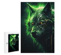 1000 PCS Jigsaws for Teenagerss Puzzle Evil Black Wolf in Green Teenagers Puzzles Toy Wall Decor Perfect Decoration Unique Gifts for Birthday And Christmas 1000 PCS