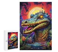 1000 PCS Jigsaws for Teenagerss Puzzle Fantasy Crocodile in A Lush Landscape Puzzle for Adults Hands-on Game Difficult Hard Parent-child Interaction 1000 PCS