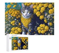 1000 PCS Jigsaws for Teenagerss Puzzle Flower Cat Garden Art Puzzle for Adults Hands-on Game Difficult Hard Parent-child Interaction 1000 PCS