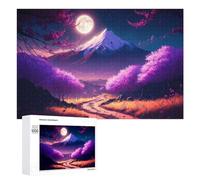 1000 PCS Jigsaws for Teenagerss Puzzle Full Moon Over Cherry Blossom Mountains Puzzle for Adults Hands-on Game Difficult Hard Parent-child Interaction 1000 PCS