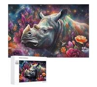 1000 PCS Jigsaws for Teenagerss Puzzle Galactic Rhino Garden Puzzle for Adults Hands-on Game Difficult Hard Parent-child Interaction 1000 PCS
