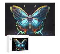 1000 PCS Jigsaws for Teenagerss Puzzle Glowing Neon Butterfly Artwork-2 Puzzle for Adults Hands-on Game Difficult Hard Parent-child Interaction 1000 PCS