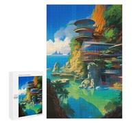 1000 PCS Jigsaws for Teenagerss Puzzle Island Cliffside Retreat Jigsaws for Adults Relax Games Improve Memory Unique Gifts for Birthday And Christmas 1000 PCS