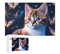 1000 PCS Jigsaws for Teenagerss Puzzle Magical Butterfly Cat Fantasy Puzzle for Adults Hands-on Game Difficult Hard Parent-child Interaction 1000 PCS