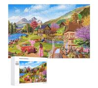 1000 PCS Jigsaws for Teenagerss Puzzle Mountain Village with Rainbow Jigsaw Puzzle Puzzle for Adults Hands-on Game Difficult Hard Parent-child Interaction 1000 PCS