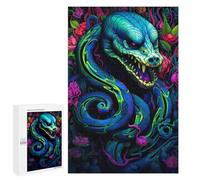 1000 PCS Jigsaws for Teenagerss Puzzle Neon Serpent Amidst Flowers Puzzle for Adults Hands-on Game Difficult Hard Parent-child Interaction 1000 PCS