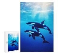 1000 PCS Jigsaws for Teenagerss Puzzle Orcas Swimming Underwater Puzzle for Adults Family Games A Work of Art Parent-child Interaction 1000 PCS