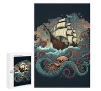 1000 PCS Jigsaws for Teenagerss Puzzle Pirate Ship Octopus Jigsaws for Adults Hands-on Game Pattern Assembly Unique Gifts for Birthday And Christmas 1000 PCS